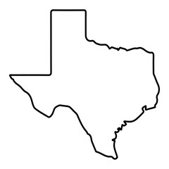 Texas state border, USA Texas border contours, geographic map