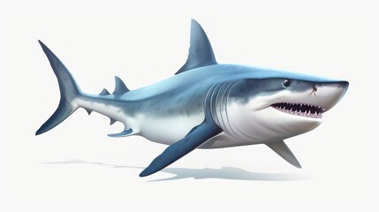 Fototapeta premium Great white shark on the white background