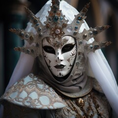 Person with a typical mask of the Venetian carnival