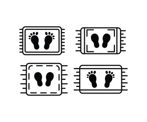 bath mat icons with foot print simple vector illustration black white design collections 