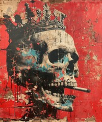 Fantastic Smoking King Skull Wall