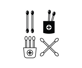 cotton bud icons vector design simple black white flat modern minimal outline illustration collection item sets