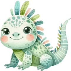 Foto op Canvas iguana cute character watercolor © BLP