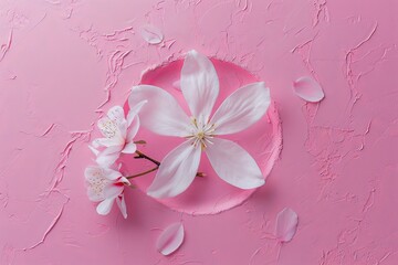 Elegant magnolia flowers on pastel pink background, ideal for beauty, spring, and nature themes.

