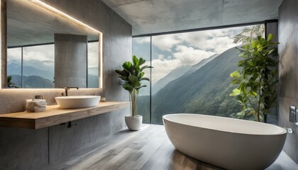 Modern Minimalist Luxury Style Bathroom -  Interior Design - Bathroom with Hotel or Luxurious Design