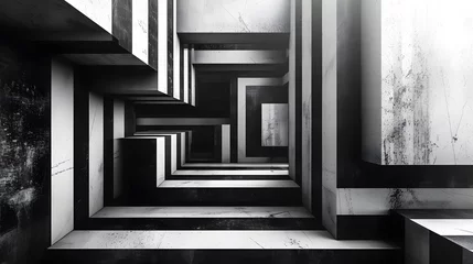 Foto op Canvas Black and white geometric lines patterns background wallpaper, art deco concept © BeautyStock