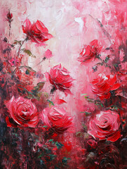 Artistic painting of the pink rose ocean.