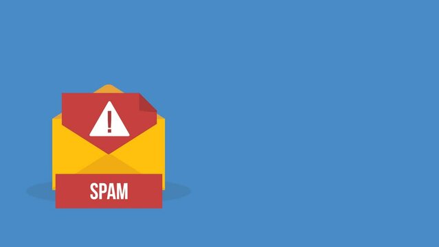 Spam. Spamming concept, motion animation. Email box hacking, spam warning.