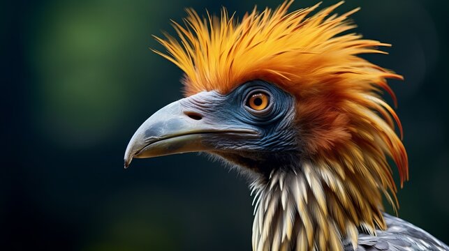 A close-up of the head of a kasuari bird from a side perspective.