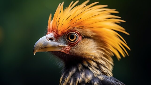 A close-up of the head of a kasuari bird from a side perspective.