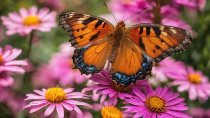 Naklejka premium Butterfly on flower, Monarch butterfly on flower butterfly sitting on flower wallpaper 