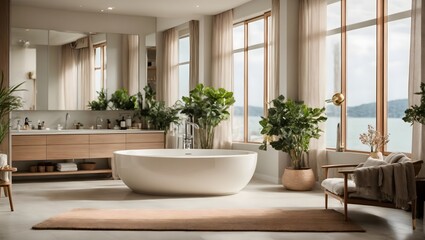 Fototapeta na wymiar Modern Interior Design Bathroom Cozy