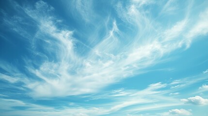 A serene and picturesque scene of a bright blue sky dotted with fluffy white clouds, capturing the essence of nature and the peacefulness of a sunny day