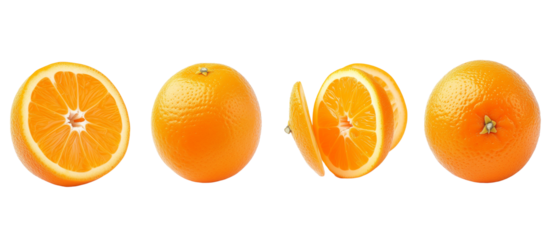 set of single orange isolated on transparent backgr