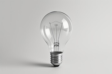 A solitary light bulb illuminates the blank canvas of a white background, a symbol of hope and potential in the darkness