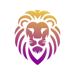 Lion logo, simple gradient, isolated on white. 
