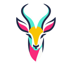 Deer logo, vibrant color, isolated. 