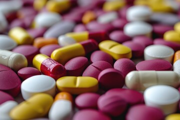 a pile of pills and capsules