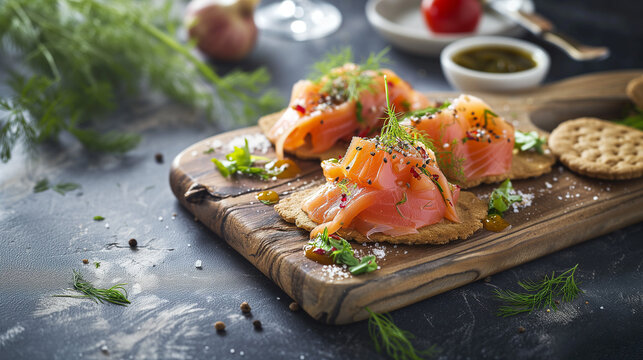 Cured salmon with mustard sauce