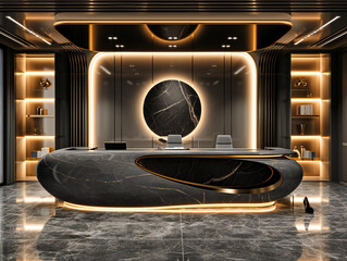 Luxurious Modern Interior with Marble Floors, Stylish Furniture, and Elegant Hotel Lobby Design