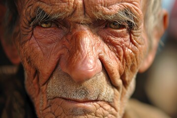 a close up of an old man's face