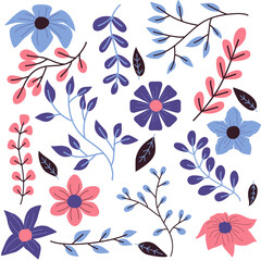 set of cute floral for seamless floral pattern