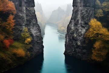 Fototapeta premium a river between two large rocks