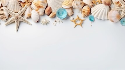 A summer composition that features shells on borders