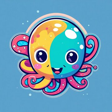 Cute Octopus Vector Logo: A Playful and Adorable Octopus Design in Vector Format. Perfect for Adding Whimsy and Charm to Your Graphic Design Projects. Explore the Delightful Underwater World