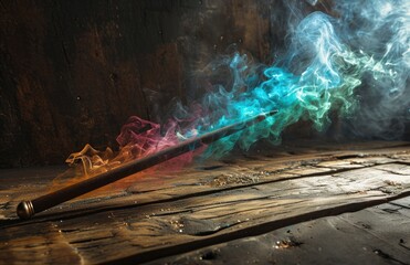 a colorful smoke coming out of a stick
