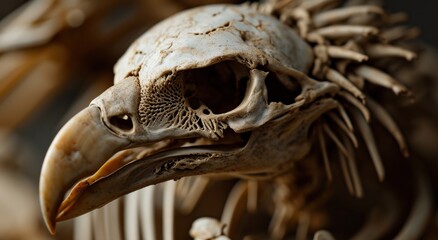 a close up of a bird skeleton