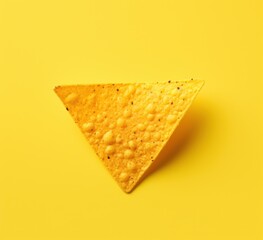 a yellow tortilla chip on a yellow background