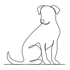 Obraz premium Continuous Single line drawing of dog outline vector art illustration.