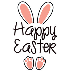Obraz premium Cute rabbit cartoon happy easter day vector illustration