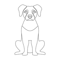 Continuous Single line drawing of dog outline vector art illustration.