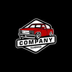 vector logo design of car, truck, car illustration, truck, emblem - obrazy, fototapety, plakaty