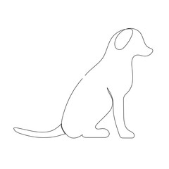 Continuous Single line drawing of dog outline vector art illustration.