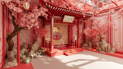 A room decorated in Chinese style.