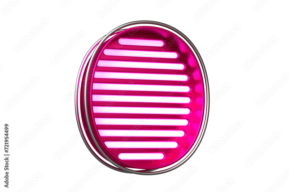 Poster metallic pink neon font digit 3d number 0. beautiful typography for the creation of titles, ad heade