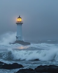 a lighthouse in the ocean
