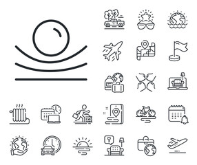 Resilience or flexibility sign. Plane jet, travel map and baggage claim outline icons. Elastic material line icon. Flexible pressure symbol. Elastic material line sign. Vector