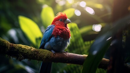 An image of a bird perched on a tree in close-up detail.