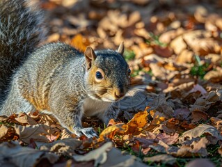 Fototapeta premium a squirrel standing in leaves