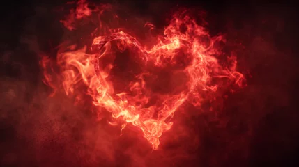Fotobehang heart in fire. generative ai  © Saleem