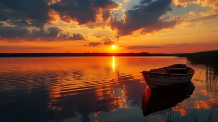 Foto op Canvas sunset on the lake. generative ai  © Saleem