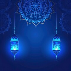 islamic eid festival greeting background- ramadan lamp and mandala background- ramadan social media banner