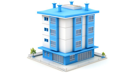Modern building icon rendered in 3D and isolated on a white background.