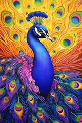 a colorful peacock with feathers