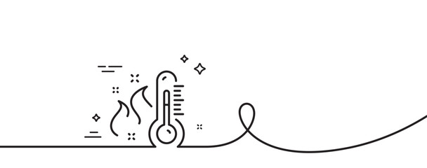 High thermometer line icon. Continuous one line with curl. Temperature diagnostic sign. Fever measuring symbol. High thermometer single outline ribbon. Loop curve pattern. Vector