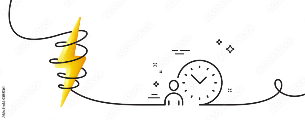 Poster time management line icon. continuous one line with curl. clock sign. time management single outline